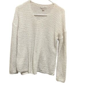 Knox Rose White V-Neck Sweater with Textured Knit size small